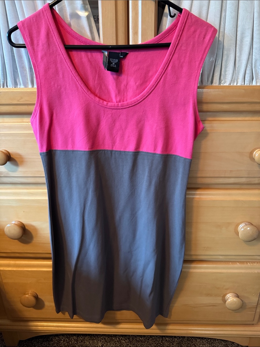 Moda International Pink and Gray Colorblock Tank Dress